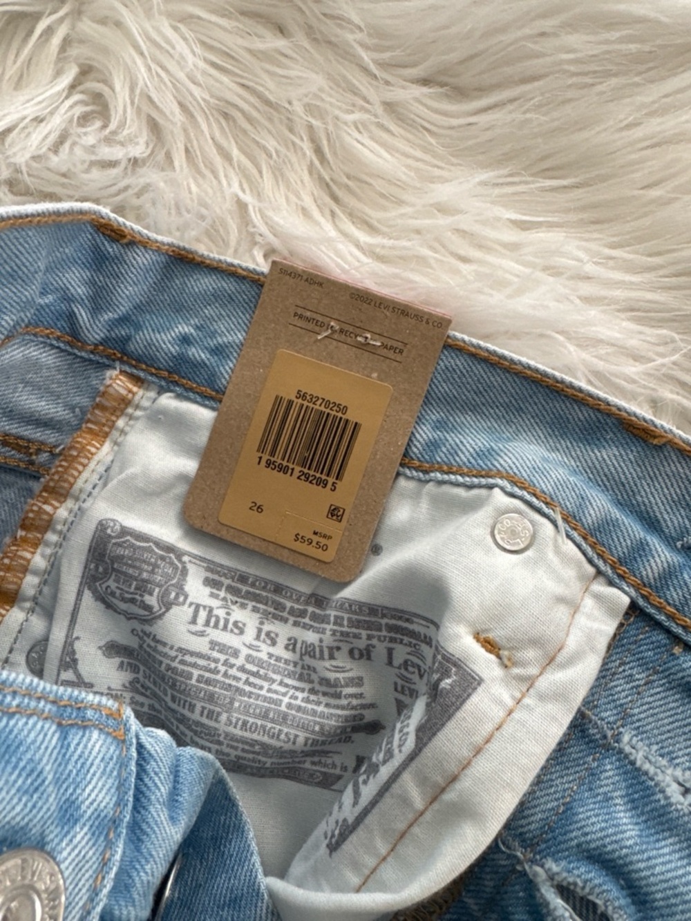 Light Blue Denim Shorts Levi's 501 Distressed - Picture 6 of 8